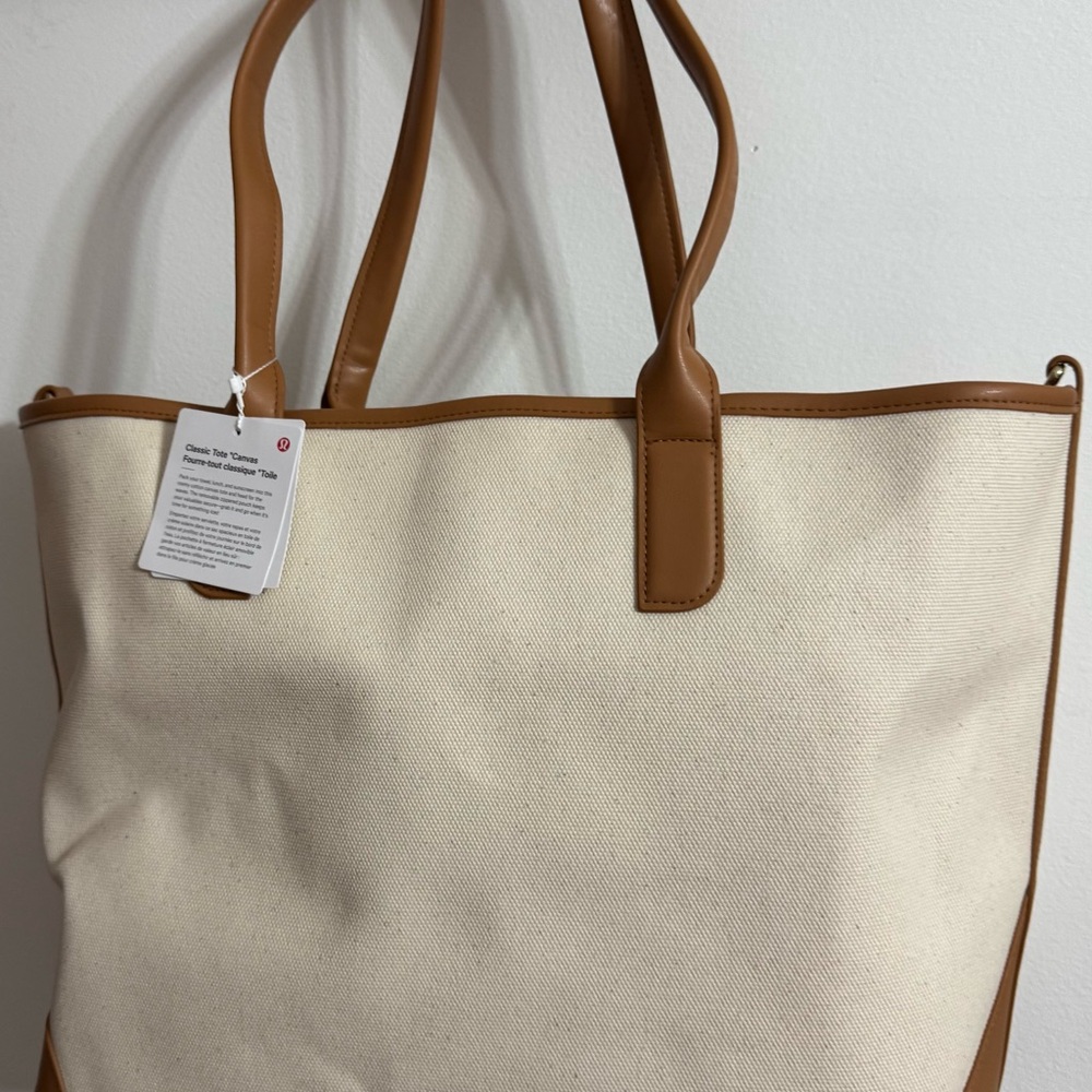 lululemon athletica Cream Canvas Tote with Tan Trim - Picture 3 of 6